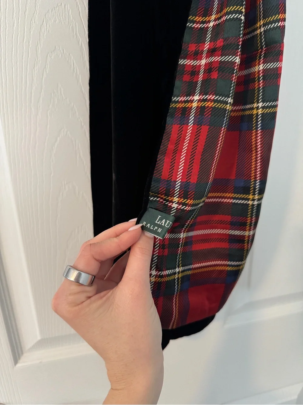 Vintage Ralph Lauren velvet plaid scarf